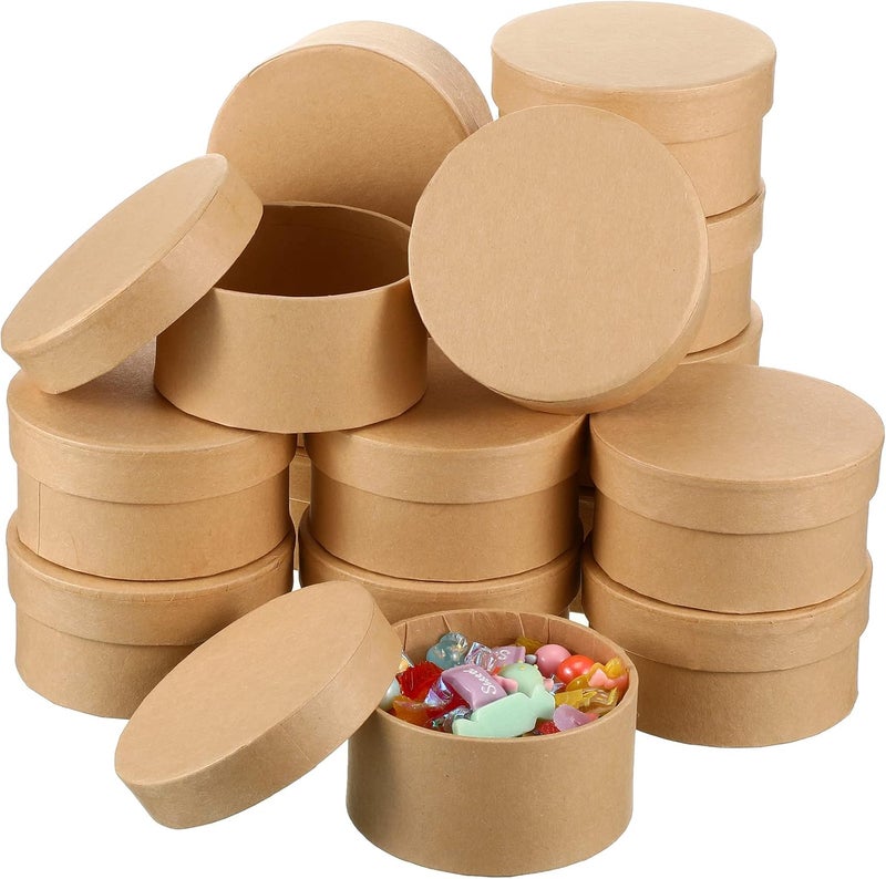 Geyee 48 Pcs Round Paper Mache Boxes with Lids, 3.9 Inch Small Mini Nesting Cardboard Gift Boxes for DIY Crafts Decoupage Painting Jewelry Storage and Party Favors - Image 1